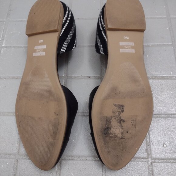 Toms Jutti Flats Women’s Size 6M Black Leather & Global Stripe Slip On - Picture 4 of 4